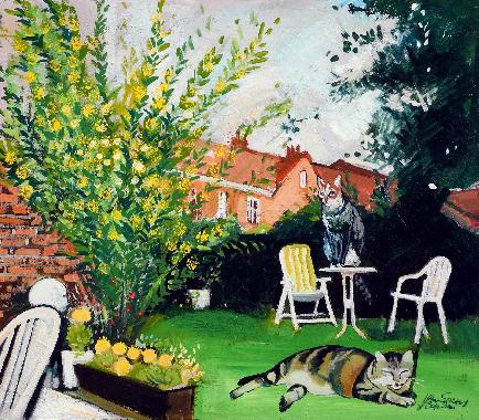 Chats au jardin von Van Soens,  